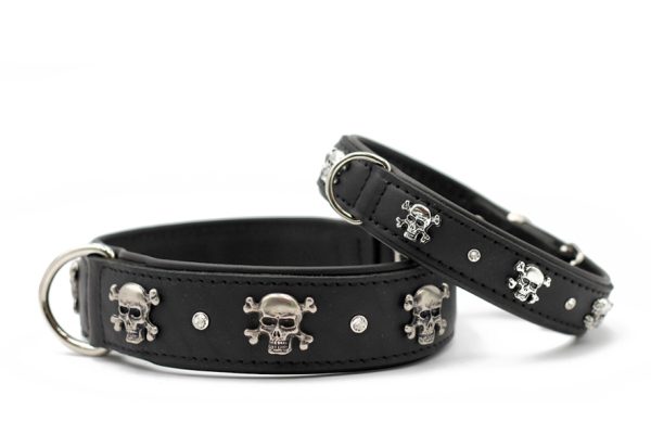 1760 Halsband Totenkopf schwarz silber gold Start