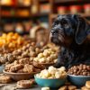 Gesunde Snacks für Hunde in einem Tiergeschäft.