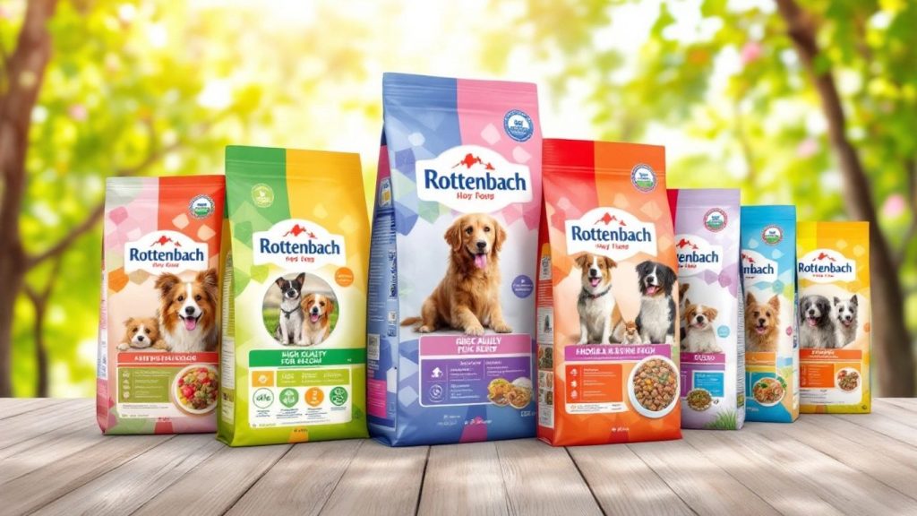 Hundefutter in verschiedenen Sorten für Hunde verschiedener Rassen.