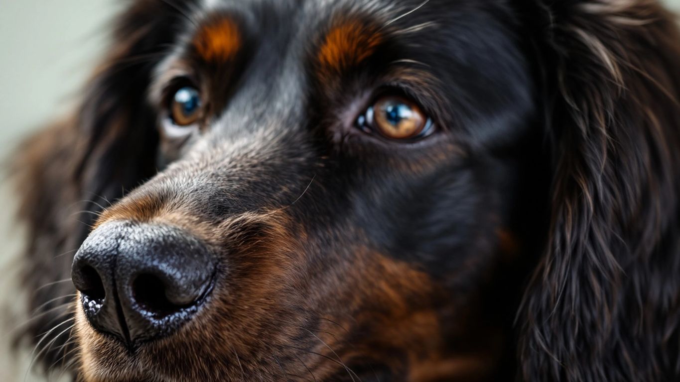 Glänzendes Hundehaar eines gut gepflegten Hundes.