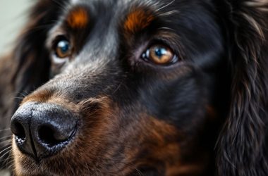 Glänzendes Hundehaar eines gut gepflegten Hundes.