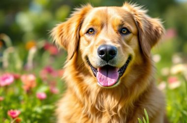 Gesunder Hund mit glänzendem Fell im Freien.